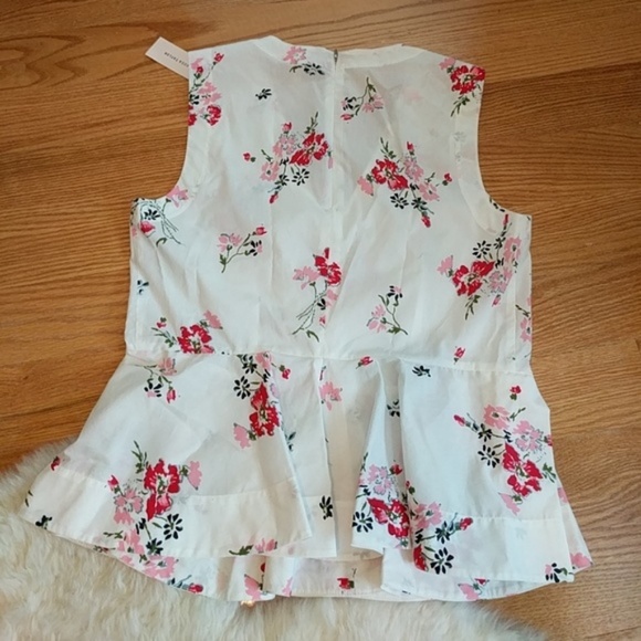 Rebecca Taylor Floral Peplum Poplin Marguerite Top - Picture 4 of 6